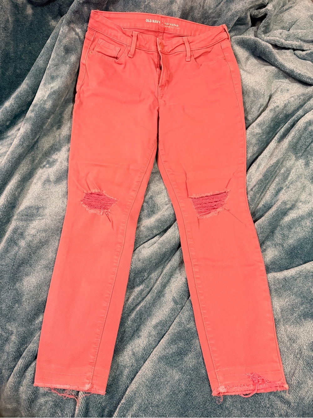 Old Navy Coral Pink Distressed Skinny Jeans